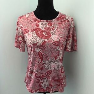 Blair paisley short sleeve blouse top shirt M red